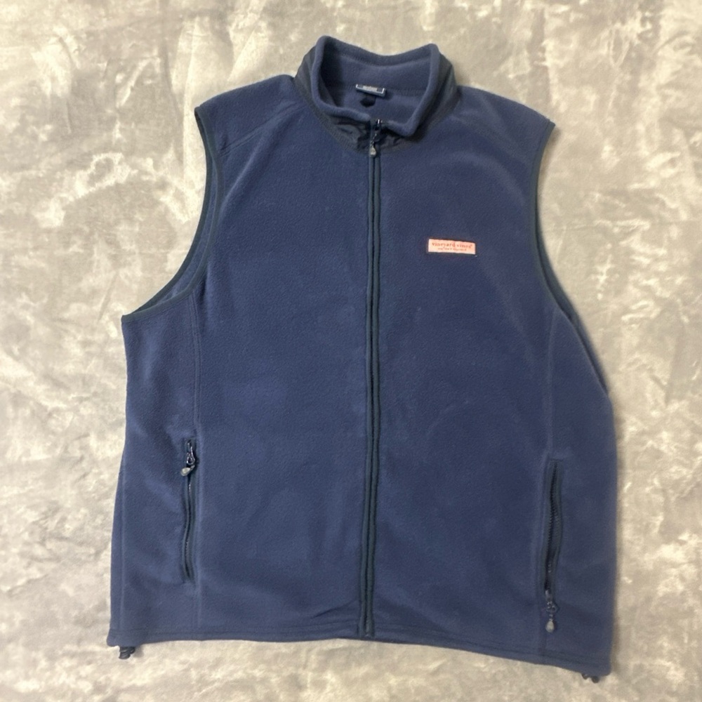 Vineyard Vines Men’s Large Navy Fleece Zip Up Vest